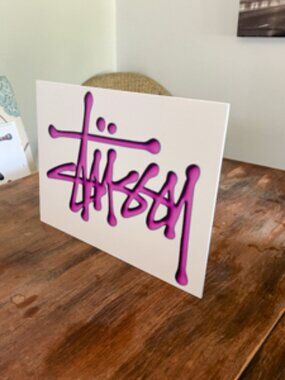 Custom Purple STUSSY Logo Wall Sign | 12x16 Digitally Printed PVC Board Art
